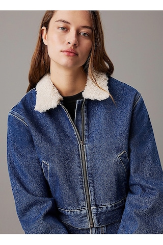 Denım Zıp Jacket Sherpa Koyu Mavi