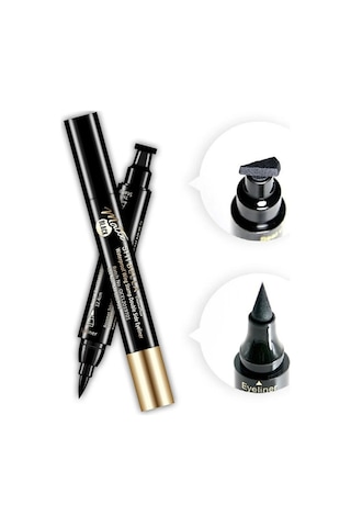 Shibella Cosmetics Çift Uçlu İnce Damga Eyeliner Siyah Kutusuz