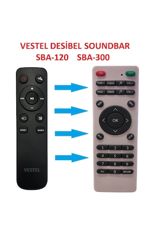 Speeduf Vestel Sba-120 Sba-300 Soundbar Ses Sistemi Kumandası