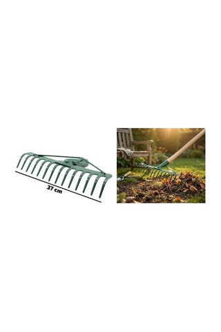 Özel Üretim Yaprak Toplama 14 Dişli Metal Bahçe Tırmığı - 37 Cm Genişlik - Dayanıklı Yapı