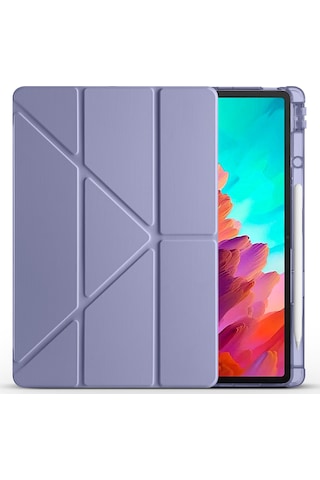 Lenovo Idea Tab Pro 12.7inç Tb-373fu Kılıf Kalem Bölmeli Trifolding Case Kılıf