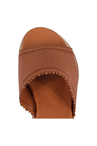 Napa Shoes Kadın Lazer Kesimli Perfore Düz Taban Rahat Terlik Napa-1204 Taba