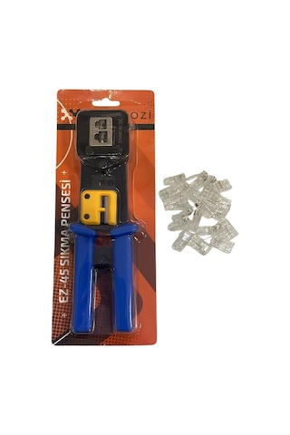 Technozi Rj45 Rj11 Rj12 Cat5 Cat6 Yeni Nesil Konnektör Kolay Sıkma Pensesi + 10 Delikli Jack