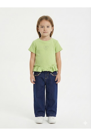 Xo Kids Kız Çocuk 3lü Alt Üst Kombin Takmı 1-4 Yaş Set0475 Mavi