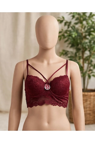 Ecem Yıldız Dolgulu Bralet Sütyen Bordo