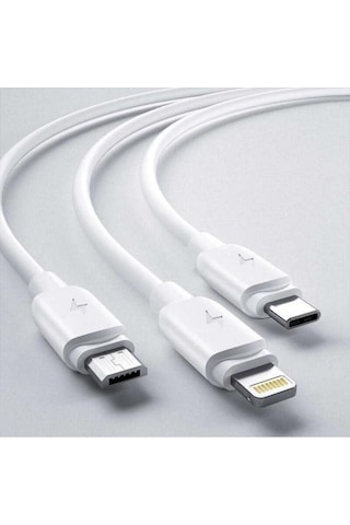Şarj Kablosu G12 3 Lü Type C Lightning Micro Usb 3a 1.2 M