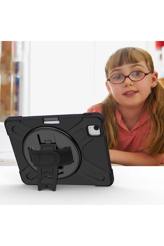 İpad Air 11 2025 M3 A3266-a3267 İle Uyumlu Yüksek Korumalı Askı Kayışlı Tablet Silikon Kılıf Tablet Kılıfı