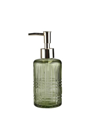 Cam Sıvı Sabunluk,kristal Desenli Yeşil 300ml Banyo Seti 6,8x17