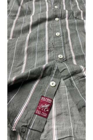 Alaska The Last Frontier Slim Fit %100 Pamuk Kumaş Hakim Yaka Uzun Kol Gömlek-çizgili Haki- Çok Renkli