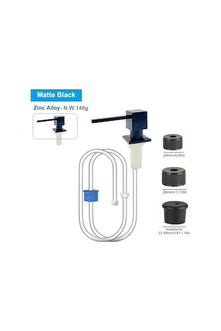Kare Siyah-kare Mutfak Lavabo Sıvı Sabun Pompası Dağıtıcı Nikel Altın Losyon Tutucu Pompa Kafası Silikon Tüp Seti Güverte Tezgahı Altında Aracı