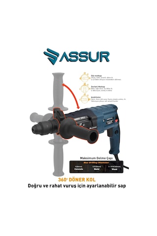 Assur Profesyonel Metal Şanzıman Kırıcı Delici Hilti Darbeli Matkap 2 - 28MM - 1802