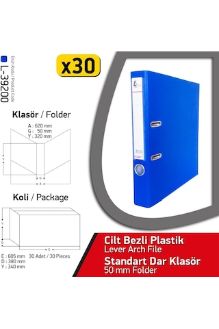 Laçin Klasör Dar 30 Adet 1 Koli Mavi