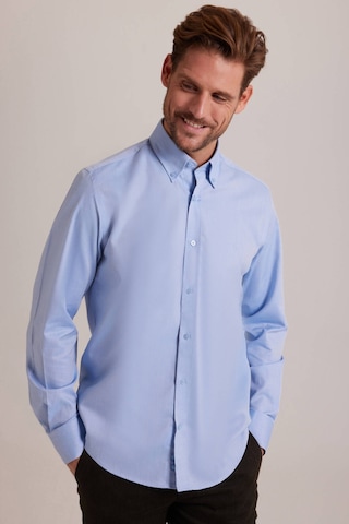 Erkek Mavi Slim Fit Uzun Kol Desenli Gömlek