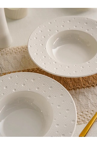 Magistro Derin Tabak Seti 2 Adet Çap 24,8 Cm Fray Porselen 344082582 Beyaz