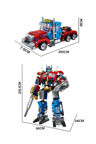 8in2 Dönüşebilen Robot Ve Optimus Savaşçı Blok Seti - 725 Parça