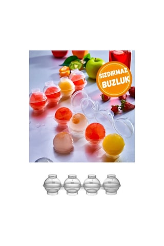 Pratik 4'lü Sızdırmaz Küre Buz Kalıbı Top Buz Kalıbı Kokteyl Sunum Kalıbı Plastik Diğer
