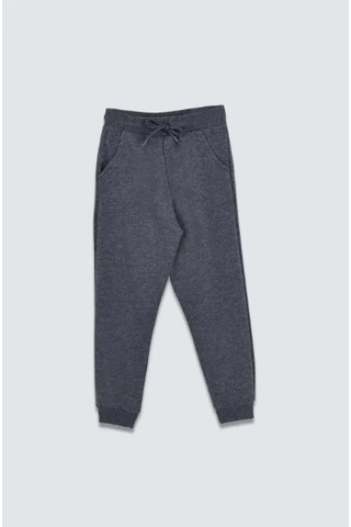 Bunny Hopp 2 Iplik Şardonlu Düz Renk Beli Bağcıklı Cepli Unisex Çocuk Eşofman Altı Gri