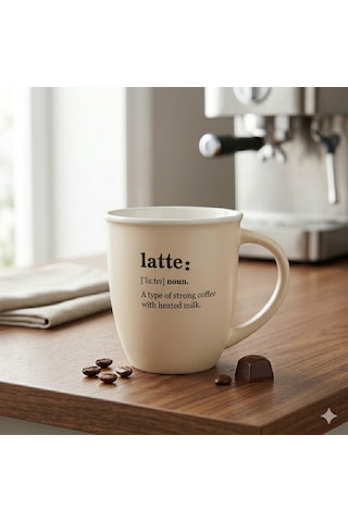 Mien Lory Motto Porselen Kupa 370 Cc - Modern Tasarım Kahve Ve Nescafe Kupası Renkli