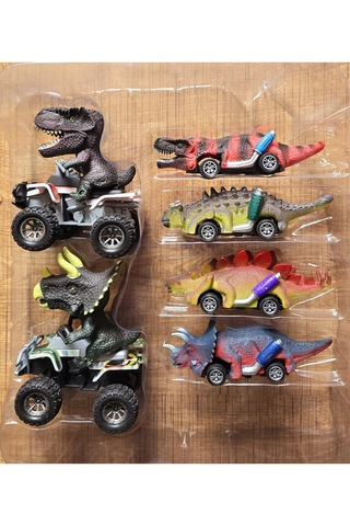 Çek Bırak Dinozor Atv Motor Oyuncak Araba 6 Lı Set