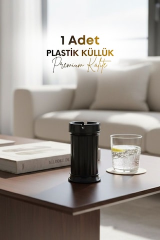 Grimorlife 1 Adet Siyah Çizgili Dekoratif Plastik Kokusuz Yanmaz Küllük Kül Tablası