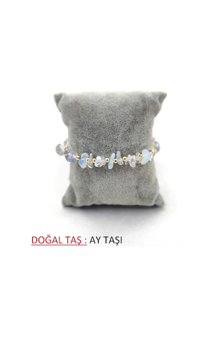 Kırık Doğal Taş Ayarlanbilir Bileklik Beyaz