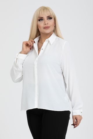 Pera Moda Jessica Büyük Beden Gömlek Beyaz