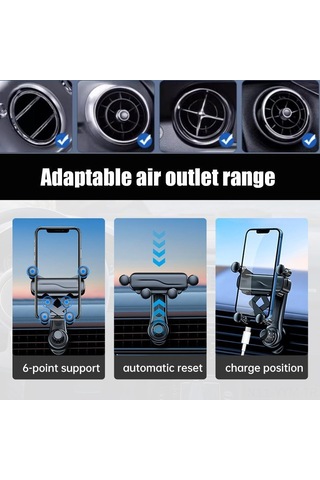 Geeksen Siyah Evrensel Araç Havalandırma Telefon Tutucu: Döner Kütle İndüksiyonu, Genişletilebilir Kollü Ve Sabit Tutma Özelliği