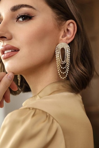Fenomen Sallantılı Gold Küpe Sarı