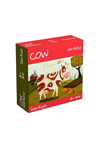Doerkids Çiftlik Sevimli Inek Mini Puzzle 40 Parça 4 Yaş