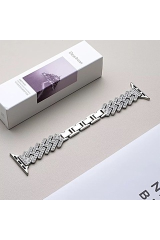 Apple Uyumlu Watch 44/45/46/49mm Kordon Taşlı İnce Metal Kordon 103 2/3/4/5/6/se/7/8/9/10/11/ultra