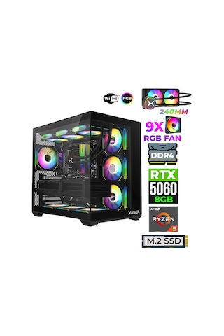Xaser Astra X230 R5-5600X 32 GB Ram 1 TB M.2 Nvme SSD 8 GB RTX5060 Free Dos Masaüstü Oyuncu Bilgisayarı