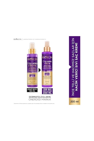 Bioxcin Collagen & Biotin Ekstra Hacim Sıvı Saç Kremi 200 Ml - İnce Ve Seyrek Saçlar