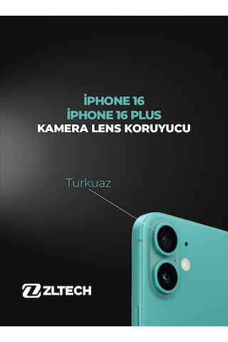 İphone 16/16plus Uyumlu Kamera Lens Koruyucu Turkuaz