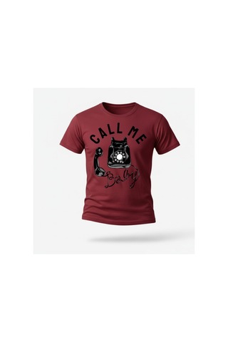 Urbantrendstore Unisex Call Me Oversize Fit Rahat Geniş Salaş T-shirt Günlük Tişört Bordo