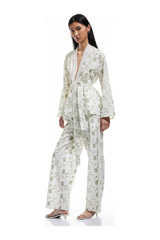 Koton Pamuklu Floral İşlemeli Fisto Kruvaze Oversize Kimono Ceket Yeşil Desenli 5sak50029pw Yeşil Desenli