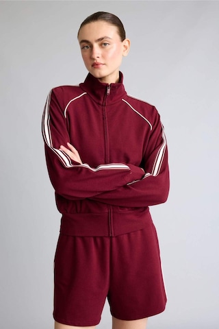 Defacto Standart Fıt Dik Yaka Fermuarlı Spor Hırka H2046ax26aubr115 Bordo-br115