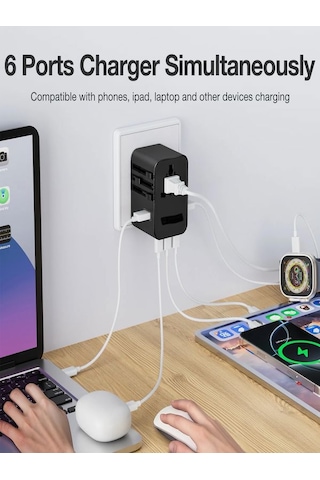 Fc-22 45w Global Seyahat Şarj Aleti - 2 Usb-a, 3 Type-c, 1 Ac Pri