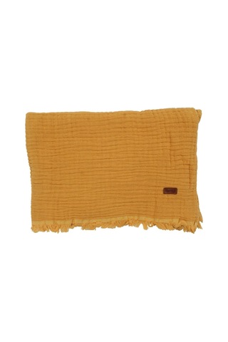 Unisex Sarı Püsküllü 4 Kat Battaniye 80x120 Çok Renkli