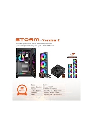 Gameagle Storm Bilgisayar Kasası / 850w + 80 Power / 360 Mm Sıvı Soğutma Derecelı Siyah