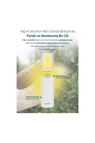 Yeşil Mandalina Özlü, Aydınlatıcı, Leke Karşıtı Serum Mist Goodal Green Tangerine Vita C Serum Mist