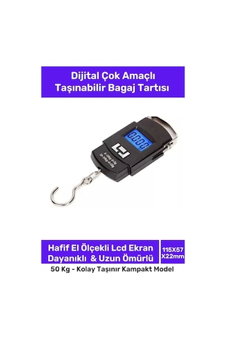 Seyahat Bavul Ağırlık Tartı Dijital Çok Amaçlı Taşınabilir Bagaj Tartısı Max 50 Kg Çok Renkli