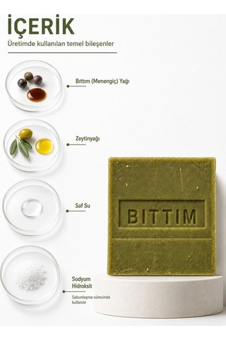 Bıttım Sabunu 4'lü Paket 4 x 120 g Menengiç Yağlı Zeytinyağlı Saç ve Cilt Bakım Sabunu