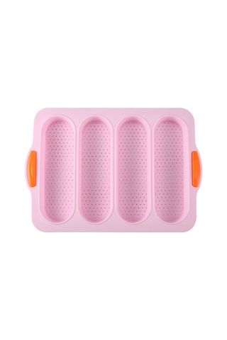 Wezone Gıda Kalitesi Dört Bölmeli Silikon Fırın Kalıbı - Hamur Ekmek Pastane Hamuru İçin Anti Yapışkan Fırın Gereci Pembe Pembe