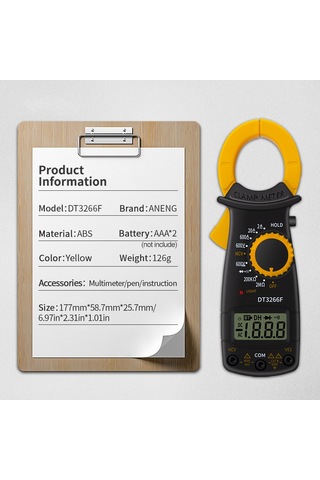 Dijital Kelepçe Metre Multimetre Taşınabilir Ac Dc Voltaj Akım Voltmetre Diyot Direnci Temassız Yangın Teli Tanıma