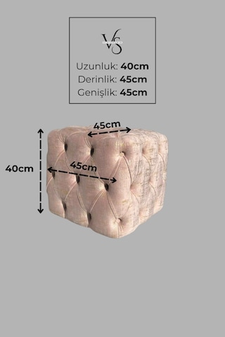 Küp Puf - Best İthal Kadife Babyface Kumaş Varak Baskı - Modern Ve Şık Dekoratif Puf&bench Pembe - Pudra