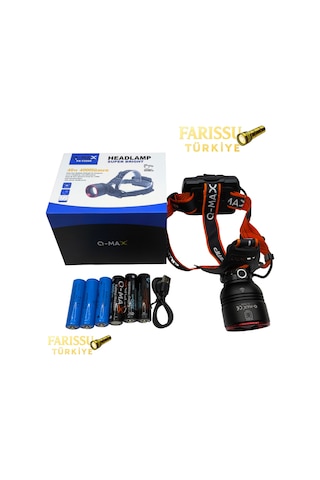 40w 4000 Lümen Sensörlü Kafa Lambası + 3 Adet Yedek Pilli Mega Paket Toplam 6 Pil Siyah