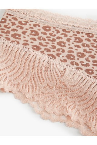 Koton Pamuklu Dantel Detaylı Leopar Desenli Brazilian Kadın Külot Pembe Desenli 5slk30039mk Pembe Desenli Pembe