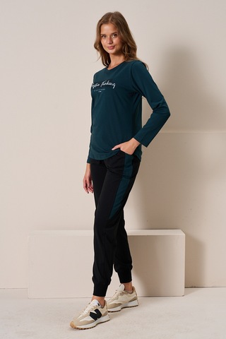 Kadın Penye Uzun Kol Pijama Takımı 3199 Petrol Petrol