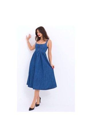 7143 Kot Elbise-mavi Altın