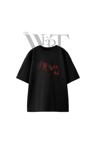 Thewert Cowboy Bikini Tasarım Baskılı Ünisex Siyah Oversize T-shirt